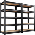 72”H*36”W Garage Shelving Heavy Duty Storage Shelves, 5-Tier Metal Adjustable Shelving Unit, 2000LBS Utility Garage Organizer Shelf Rack for Pantry, Kitchen, Warehouse, Black, 2 Pack