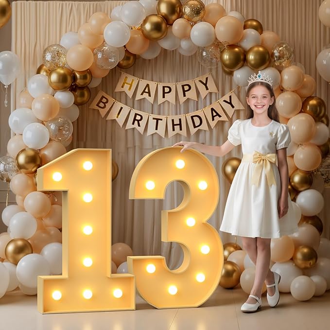 3FT Marquee Numbers 13, Large Light up Number 13 for Birthday Party Supplies, Sign, Backdrop, Happy 13th Birthday Decorations
