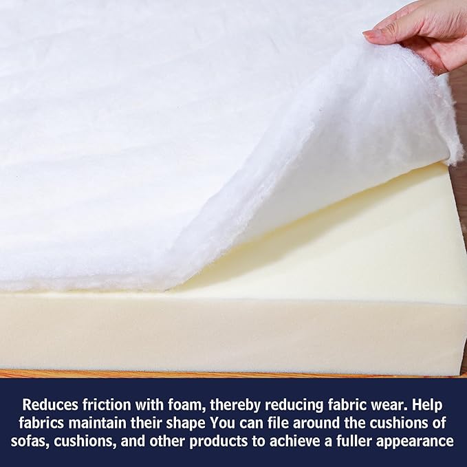 Dacron Polyester Cushions Wrap for Foam Padding, Batting for Upholstery,Quilt Batting by The Roll,200 GSM Upholstery Batting Medium Thick, Upholstery Batting, Cushions & DIY -48 inch * 10 Yards
