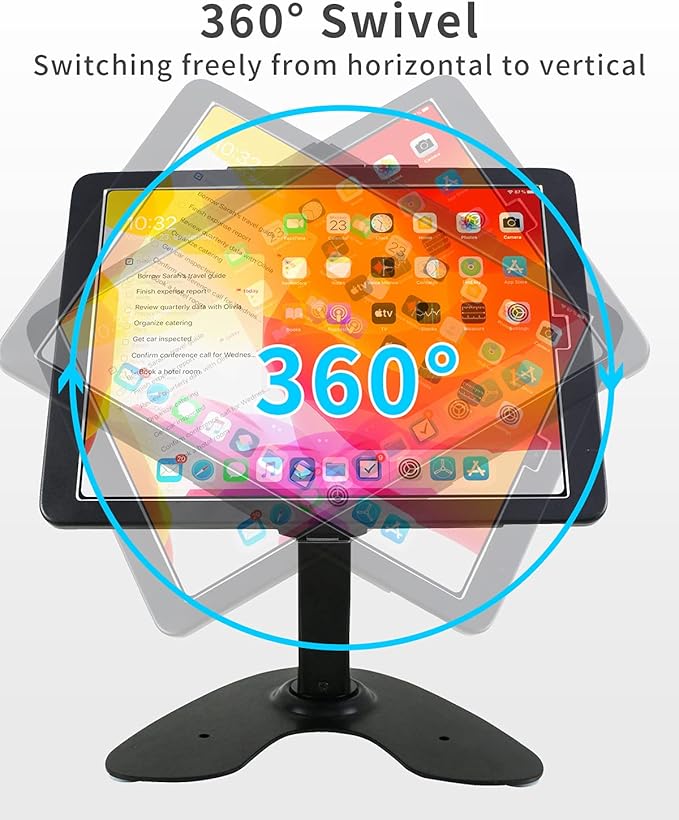 Desktop Wall Mount Anti-Theft Security Kiosk POS Stand Holder Enclosure for 2022 2021 2020 2018 iPad Pro 12.9", Flip & 360° Swivel Design