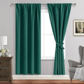 JIUZHEN Forest Green Curtains for Bedroom - Curtain Drapes Set of 2 Panels with Tiebacks, Thermal Blackout Curtains, Room Darkening Rod Pocket Curtains for Dining Room Kids Room, 42 x 72 Inch Length