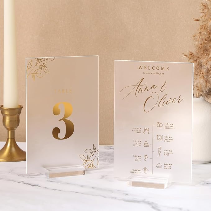 UNIQOOO 2" Clear Acrylic Stand | 18 Pack 3mm Slot Wedding Sign Holders, Perfect for Wedding, Table Number, Exhibition, Office, Restaurant, Business