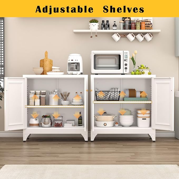 33" Metal Kitchen Pantry Storage Cabinets with Door and Adjustable Shelves,Black Sideboard Buffet Cabinet with Storage,Sideboard Buffet Cabinet for Dining Roonm,Living Room