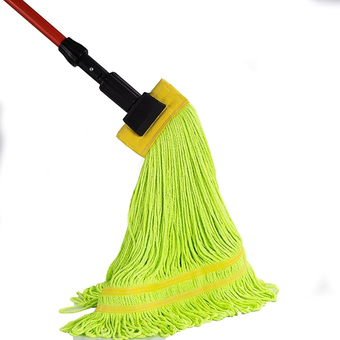 Matthew Cleaning Microfiber String Mop Heavy Duty Commercial Wet Mop Head Replacement,Excellent Absorbency,Premium Launderability,Reusable for Home,Commercial and Industrial Use(Green,3Pack)