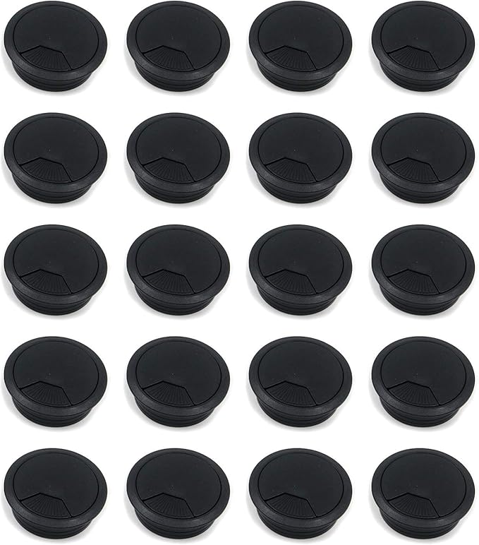 Quluxe Desk Grommet, 2-3/4 Inch Plastic Desk Cord Cable Hole Cover Grommet -Black (Pack of 20)