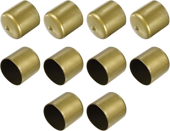 uxcell 10pcs Rubber End Caps 40mm(1 9/16") ID Vinyl Round End Cap Cover Screw Thread Protectors Gold