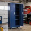 VINGLI Rolling Metal Storage Cabinet with Adjustable Shelves, 71'' Tall Garage Storage Cabinet with Wheels, Locking Tool Cabinets for Home Office Garage Gym School (Blue)