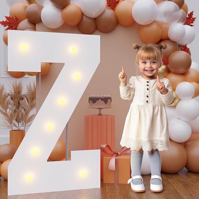 Bugame 3FT Marquee Letters, Large Light Up Letters for Birthday Wedding Backdrop Warm Light Marquee Letters 3 Feet Tall for Baby Shower Party Proposal Decoration Decor, Letter Z
