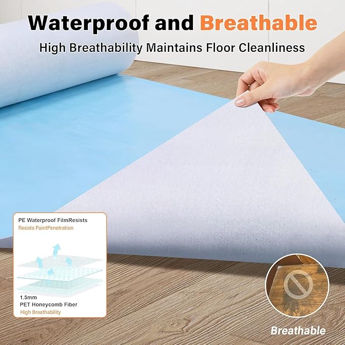 Temporary Floor Protection for Construction, Painting, Renovation, Protector Film for Hardwood Floors, Surface Carpet Protection Film, Tile&Hard Protection Covers 325 sqft