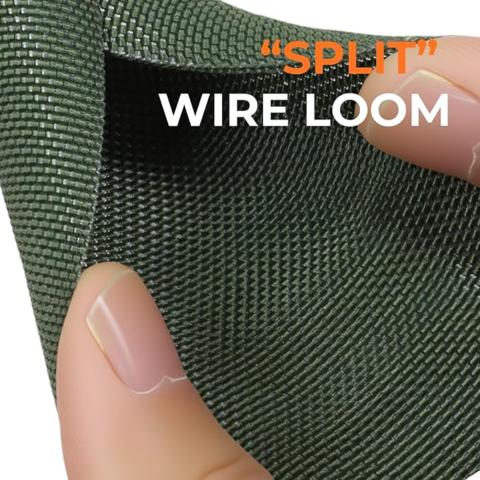 1 inch Split Braided Cable Management Sleeve for USB Cable Power Cord Audio Video Cable, High-Temperature Automotive Harness Wire Loom Cord Protector from Cat Dog Chewing (Green, 10FT)