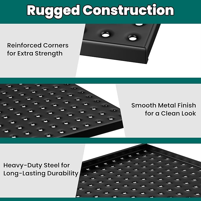 EVERHANGER Metal Pegboard Panels 24" x 12", Heavy Duty Steel Peg Boards for Garage, Pegboard Wall Organizer for Tool Storage and Organization, Black, 6 Pack