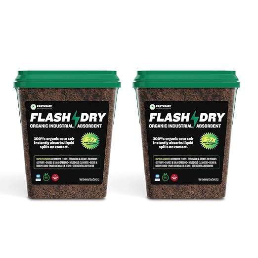1 Flashdry Pro Portable Complete Spill Kit Includes Yellow Duffle, Bag Tag, 15 Absorbent Pads, 2 3" x4' Sorbent Socks, Disposal Bags, Nitrile Gloves, 2 5L Buckets of 100% Organic, Lightweight Coir