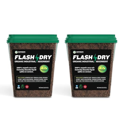 1 Flashdry Pro Portable Complete Spill Kit Includes Yellow Duffle, Bag Tag, 15 Absorbent Pads, 2 3" x4' Sorbent Socks, Disposal Bags, Nitrile Gloves, 2 5L Buckets of 100% Organic, Lightweight Coir
