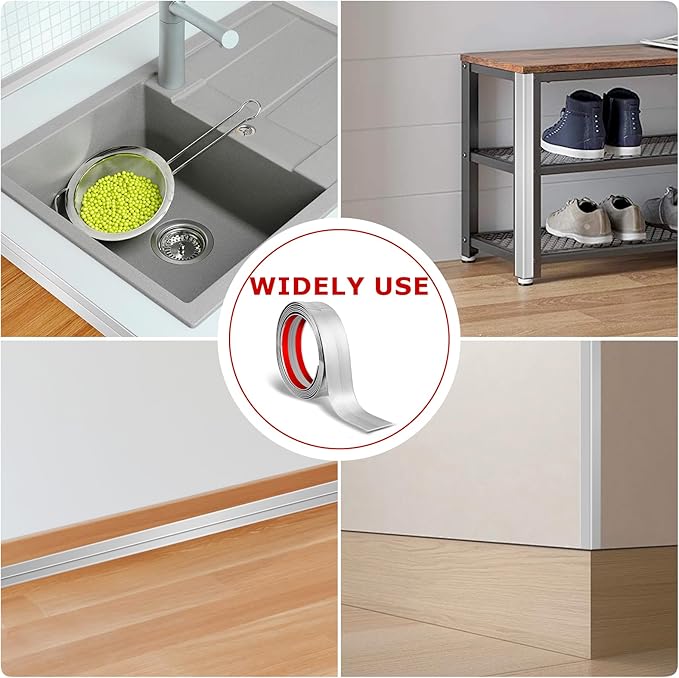 Flexible Peel and Stick Wall Corner Guards - Edge Protector Self Adhesive Trim Strip for Wall Edge (Silver, 2.4 in x 40 Ft)