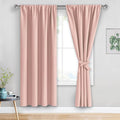 JIUZHEN Blackout Curtains for Bedroom - Thermal Insulated Room Darkening Rod Pocket Curtains for Living Room, Set of 2 Panels with Tiebacks, 52 x 72 Inch Length, Blush Pink
