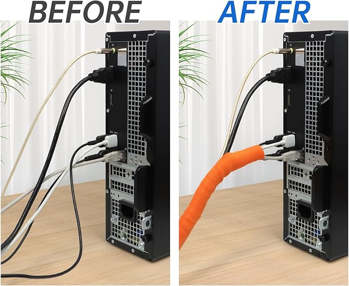 Split Braided Cable Sleeve，Flexible Wire Loom Tubing, Automotive Cord Protector Pet Proof, Cable Management for Computer TV Electric Wires Harness 16ft (Orange, 16mm（5/8")