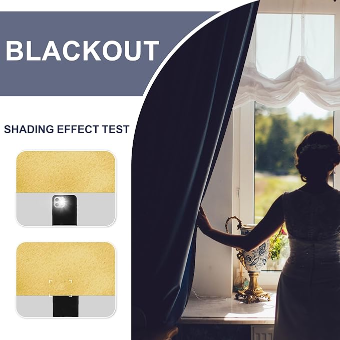 JIUZHEN Blackout Curtains - Thermal Insulated Soundproof Energy Saving Light Blocking Short Curtain for Living Room,Bedroom,Set of 2 Panels with Tiebacks, 42 x 45 inches Long,Light Yellow