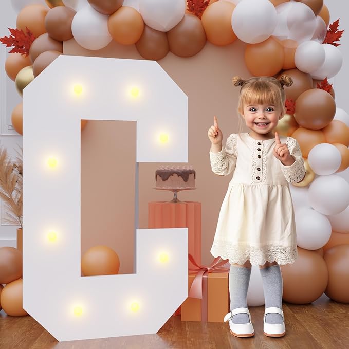 Bugame 3FT Marquee Letters, Large Light Up Letters for Birthday Wedding Backdrop Warm Light Marquee Letters 3 Feet Tall for Baby Shower Party Proposal Decoration Decor, Letter C