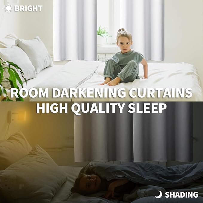 BGment Room Darkening Curtains for Bedroom - Grommet Thermal Insulated Window Treatments Light Blocking Curtains for Living Room, Set of 2 Panels, Each 55 x 96 Inch, Pure White