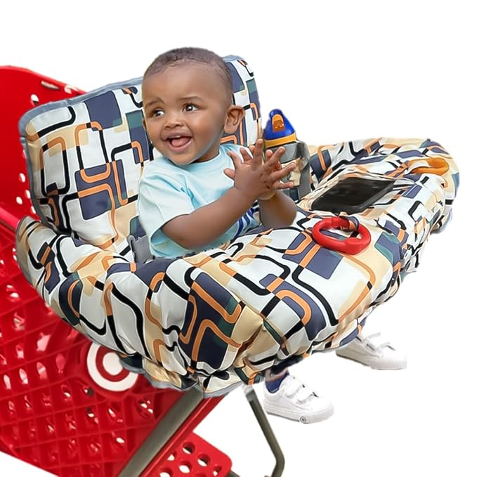 Shopping Cart Cover for Baby Grocery Cart Cover for Baby boy and Baby Girl, High Chair Cover for Baby and Toddler, Baby Registry Gift - Waterproof - Extra Large - Cotton - Double Sided (Yellow)
