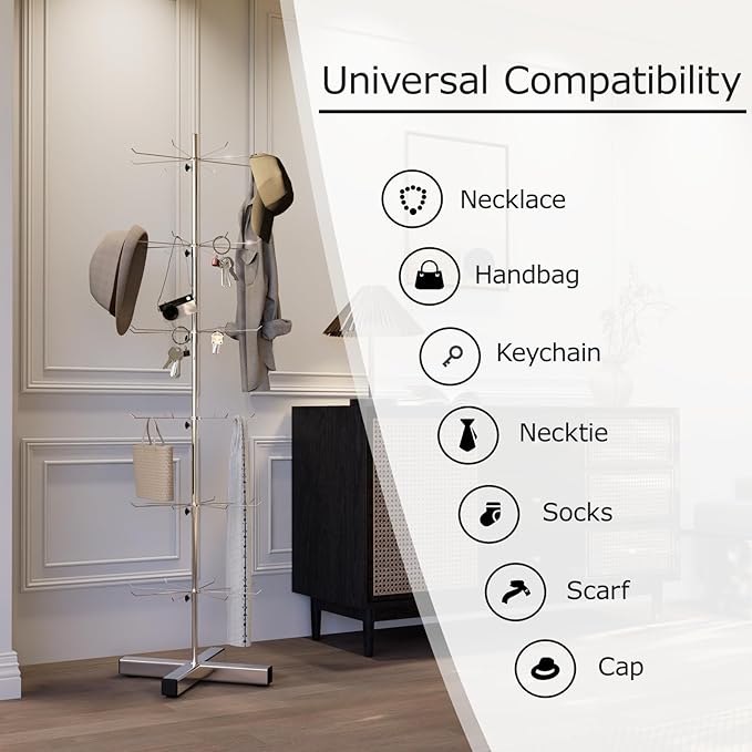Chrome Rotating Display 6-Tier Retail Rack Heavy-Duty Spinning Retail Display Stand For Malls Showroom Store
