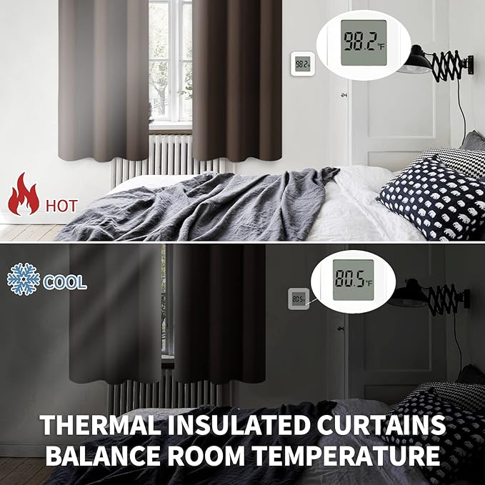 BGment Blackout Curtains for Living Room - Grommet Thermal Insulated Room Darkening Curtains for Bedroom, 2 Panels of 42 x 72 Inch, Brown