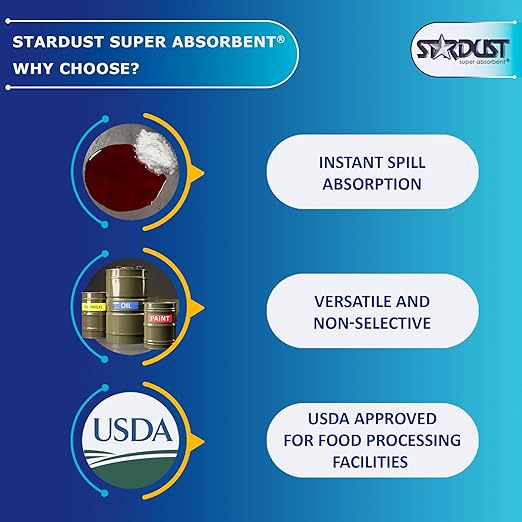 STARDUST Super Absorbent 1.5 Cu.Ft. Bag - Stardust Powder, Floor Dry Absorbent, Absorbent Powder, Bags for Spill Cleanup, Oil Dry Absorbent, Spill Absorber Cleaning Solution - Pack of 4