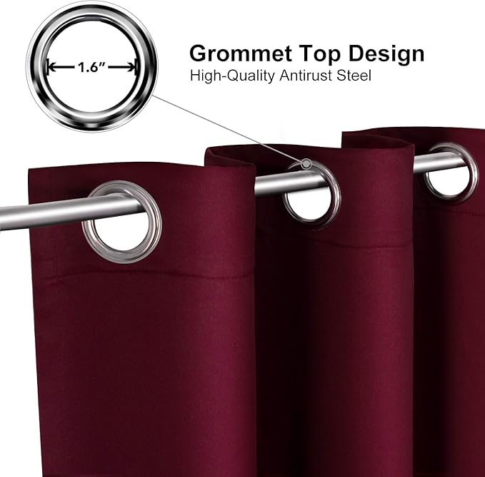 ChrisDowa Blackout Door Curtains for Doorway Privacy, Grommet Closet Curtains for Bedroom Closet Door, Thermal Insulated Doorway Cover Room Divider Drapes (1 Panel, Burgundy Red, 42 x 80 Inch)