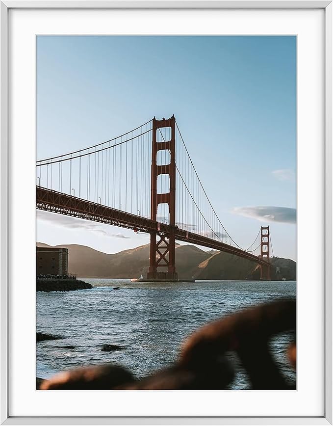 Frametory, 14x18 Metal Picture Frame with Mat for 12x16 Picture & Real Glass, Aluminum Photo Frame Collection (Silver, 1 Pack)