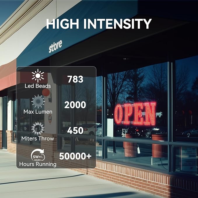 40" x 14" Large LED Open Signs with Remote Control 14 Modes Dimmable Open Sign for Business Window Stores Retail and Restaurant Red
