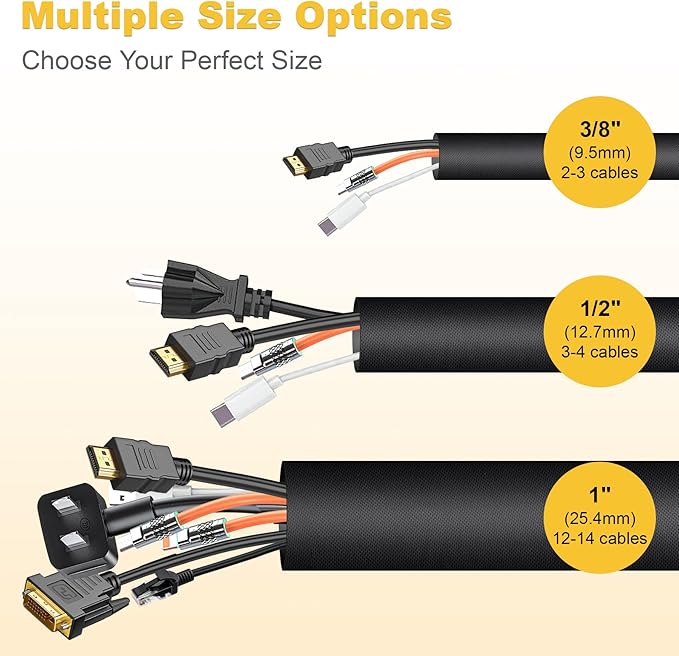 Cord Protectors from Pets no Chew, 1/2Inch 10ft Wire Protectors for Pets, Cord Covers for Pets, Dog and Cat Cord Protector Cable Sleeves Cable Management Black