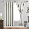 JIUZHEN Blackout Curtains for Bedroom - Thermal Insulated Room Darkening Rod Pocket Curtains for Living Room, Set of 2 Panels with Tiebacks, 60 x 72 Inch Length, Ivory
