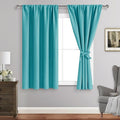 JIUZHEN Blackout Curtains for Bedroom - Thermal Insulated Room Darkening Rod Pocket Short Curtains for Living Room, Set of 2 Panels with Tiebacks, 42 x 45 Inch Length, Turquoise