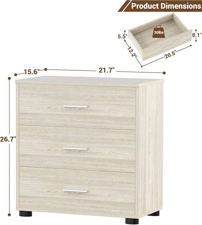 Aheaplus Closet Drawers Set of 2, Wood Closet Organizers and Storage with 3 Drawers, Closet Drawers Organizer System, Nightstands Bedside End Table with 3 Drawers Storage for Bedroom, White Oak