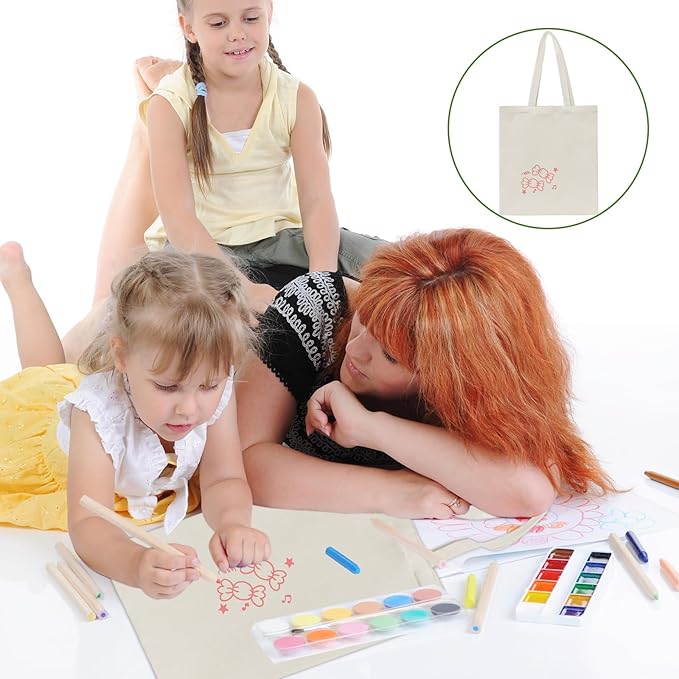 6 I 12 I 24 I 48 Pack Canvas Tote Bags,Reusable Blank Canvas for Shopping Bags,Grocery Bags,DIY Gift Bags