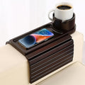 Couch Cup Holder Tray, 15.75" Bamboo Cup Holder for Couch, 3 in 1 Foldable Arm Chair Clip on Side Tray Table for Remote Snack Table on Armrest