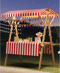 Collapsible Wooden Food Cart with Wheels, Heavy Duty Mobile Vendor Stand for Farmers Market, Snacks, Desserts and Street Kiosk(Red,150cm/59in)