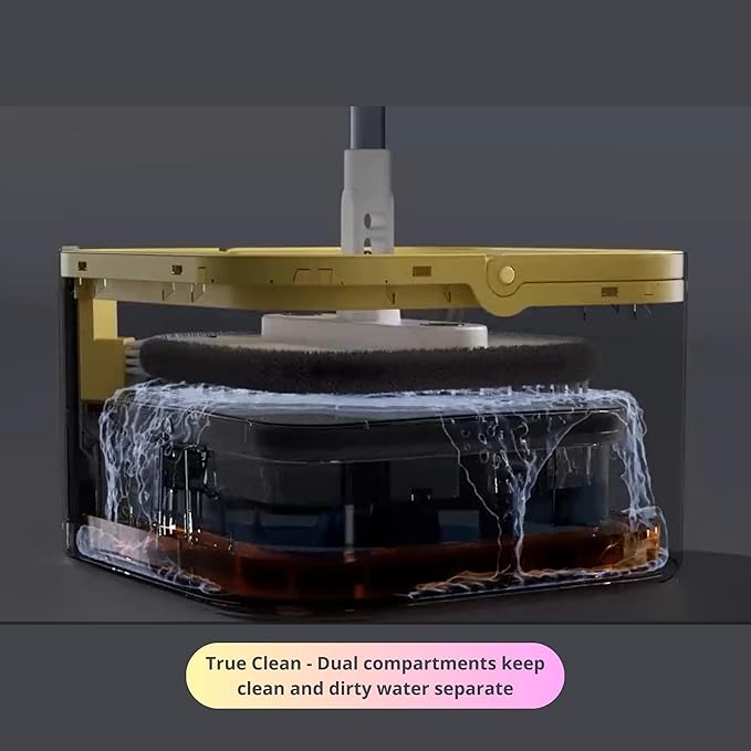 Mop and Bucket System PRO with Removable Water Tank Duo Bucket & Spin Mop System, Self Wringing, Separates Clean from Dirty Water, Folding Head, Dual Brush System, 6-pc Machine Washable Pads