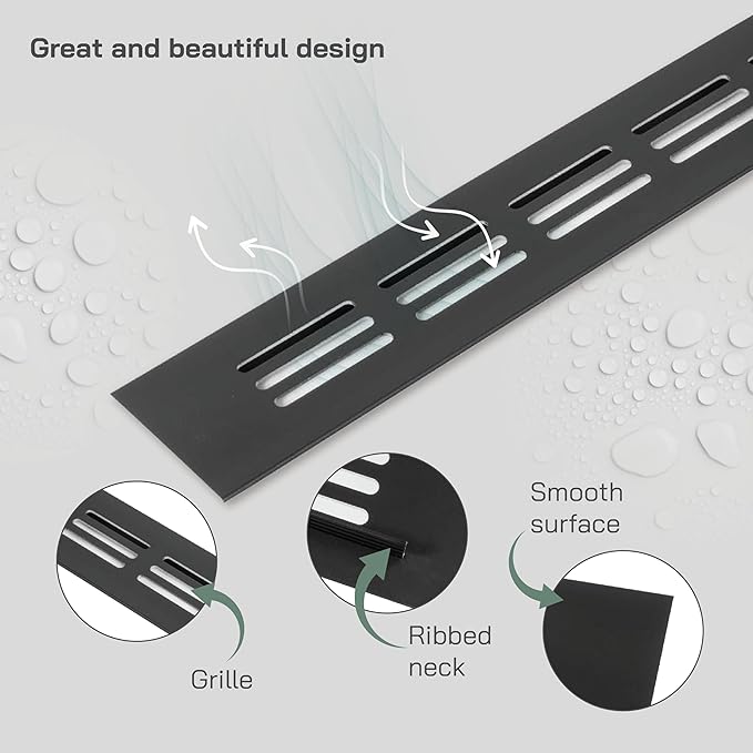 Vent Systems 11.81 x 1.57 (Outer Size) Air Supply Ventilation Grille - Pack of 2 - Brown Aluminum Rectangle Intake/Exhaust Door Vent Deflector - HVAC for Home Improvement Floor, Wall Duct Cover