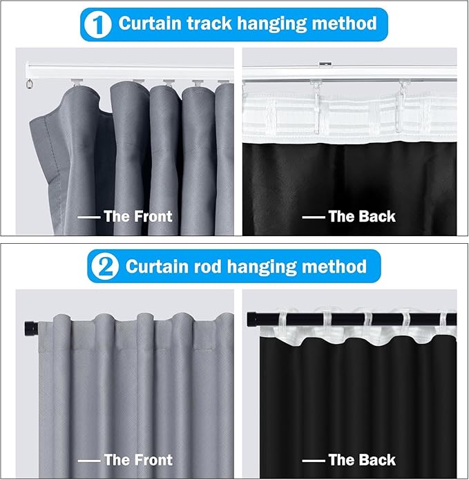 Room Divider Curtains Total Blackout Privacy Curtain Panel Room Thermal Insulated Noise Reduction Curtain for Bedroom Window Living Room Ceiling Track Curtain W 150 × H 96 in Grey.