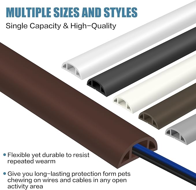 Floor Cord Covers for Wires 3.3FT Cable Hider Wire Cover Self Adhesive Cord Hider Floor for Offices, Homes, Workshops, Warehouses Cable Cavity 0.39" W x 0.27" H