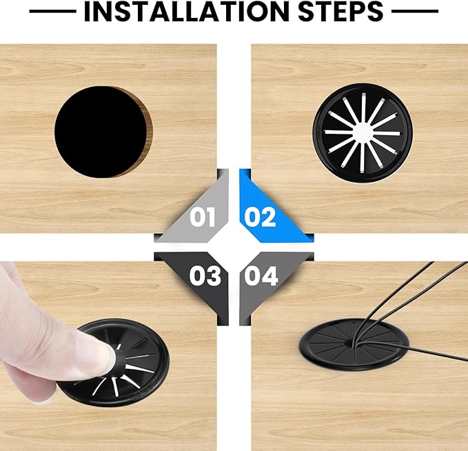 1-Inch Cable Grommets Petal-Shaped Buckle Type Wire Hole Cover for Cord Management and Protection of Cabinet, 5PCS 25mm