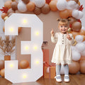 Bugame 3FT Marquee Numbers, Large Light Up Numbers for 3rd 30th Birthday Decorations Warm Light for Anniversary Party Decor, Number 3