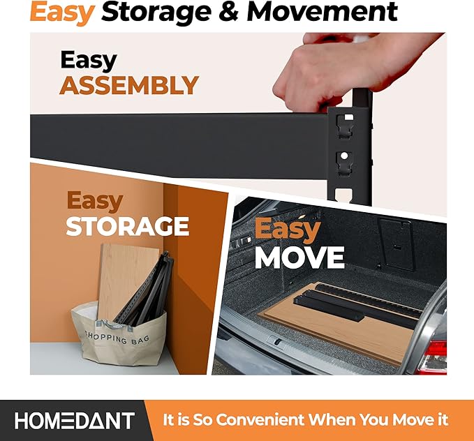 HOMEDANT 5 Tier Storage Shelves Adjustable Laminated Boltless Garage Metal Shelving Unit Heavy Duty Utility Rack Shelf Warehouse Pantry Closet Kitchen (4, (S) 28" W, Black)