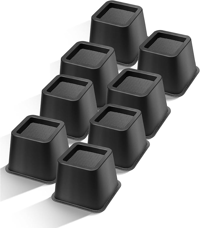 Bed Riser/Furniture Lift Bed/Bed risers/Furniture Lifter/Table risers/Frame Risers Create Under Bed Storage Heavy Duty for Furniture Height Adjustment (Black 8 Pack, 3 Inch)
