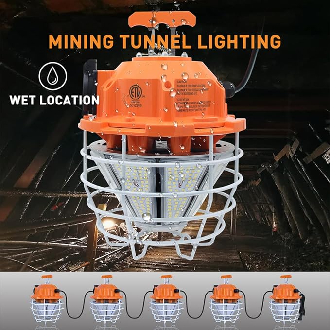 NS 150W Led Temporary Work Light Fixture 25500Lm 5000K Daylight White Portable Hanging Construction Lighting for Jobsite/Workshop Intdoor Outdoor Construction High Bay Warehouse……