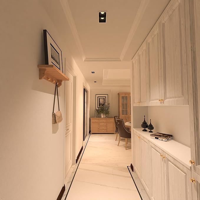 LED Square Recessed Lighting, 24W Aluminum Trimless Downlight, Adjustable Ceiling Light with junction Box, 5 CCT 2700K-6000K, TRIAC Dimming Rotation Spotlight for Living Room Bedroom Hallway Kitchen