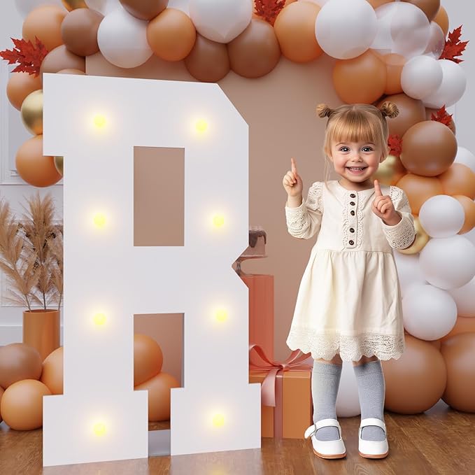 Bugame 3FT Marquee Letters, Large Light Up Letters for Birthday Wedding Backdrop Warm Light Marquee Letters 3 Feet Tall for Baby Shower Party Proposal Decoration Decor, Letter R