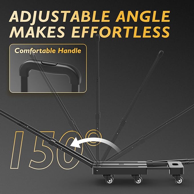 TOOLIOM Folding Hand Truck, 500 lbs Heavy Duty Foldable Luggage Cart with 6 Wheels & 2 Elastic Ropes, Portable Collapsible Dolly Cart with Extendable Base