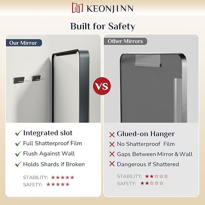 Keonjinn Black Bathroom Mirrors for Over Sink, 28 x 36 Inch Matte Sandblasted Finish Aluminum Vanity Mirror, Rectangle Farmhouse Mirrors with Shatterproof HD Tempered Glass, Anti-Rust Wall Mirror